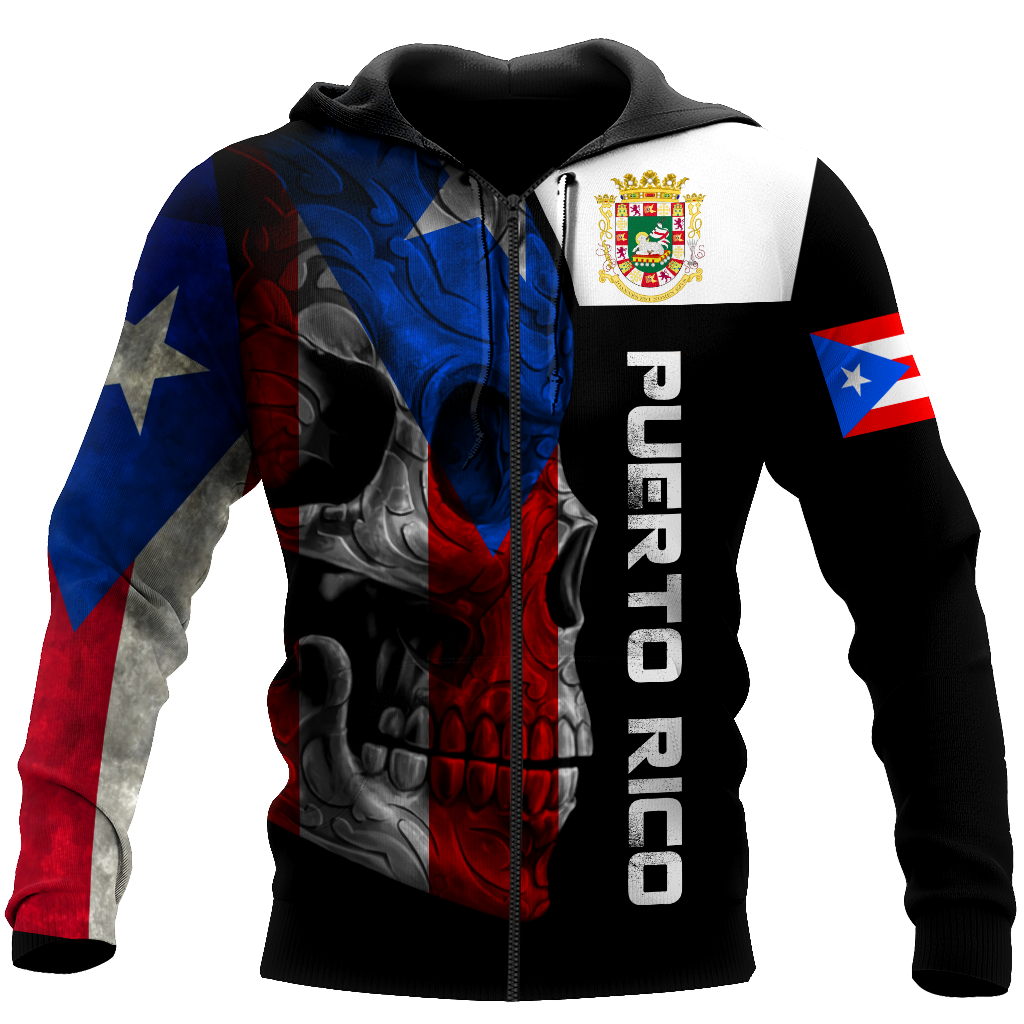 Puerto Rico Skulls With Coat Of Arms Lover Shirt TH20061606S
