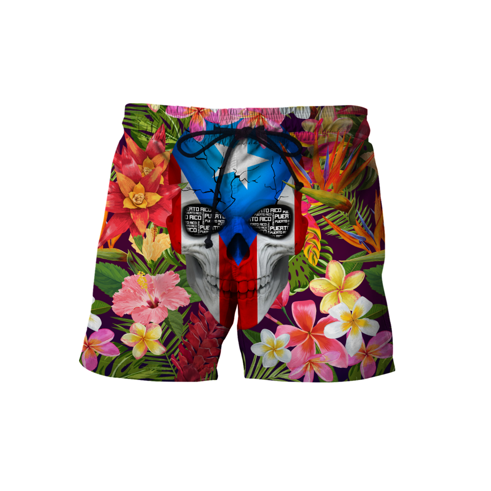 Puerto Rico Floral Skulls Shirt TH20061605S
