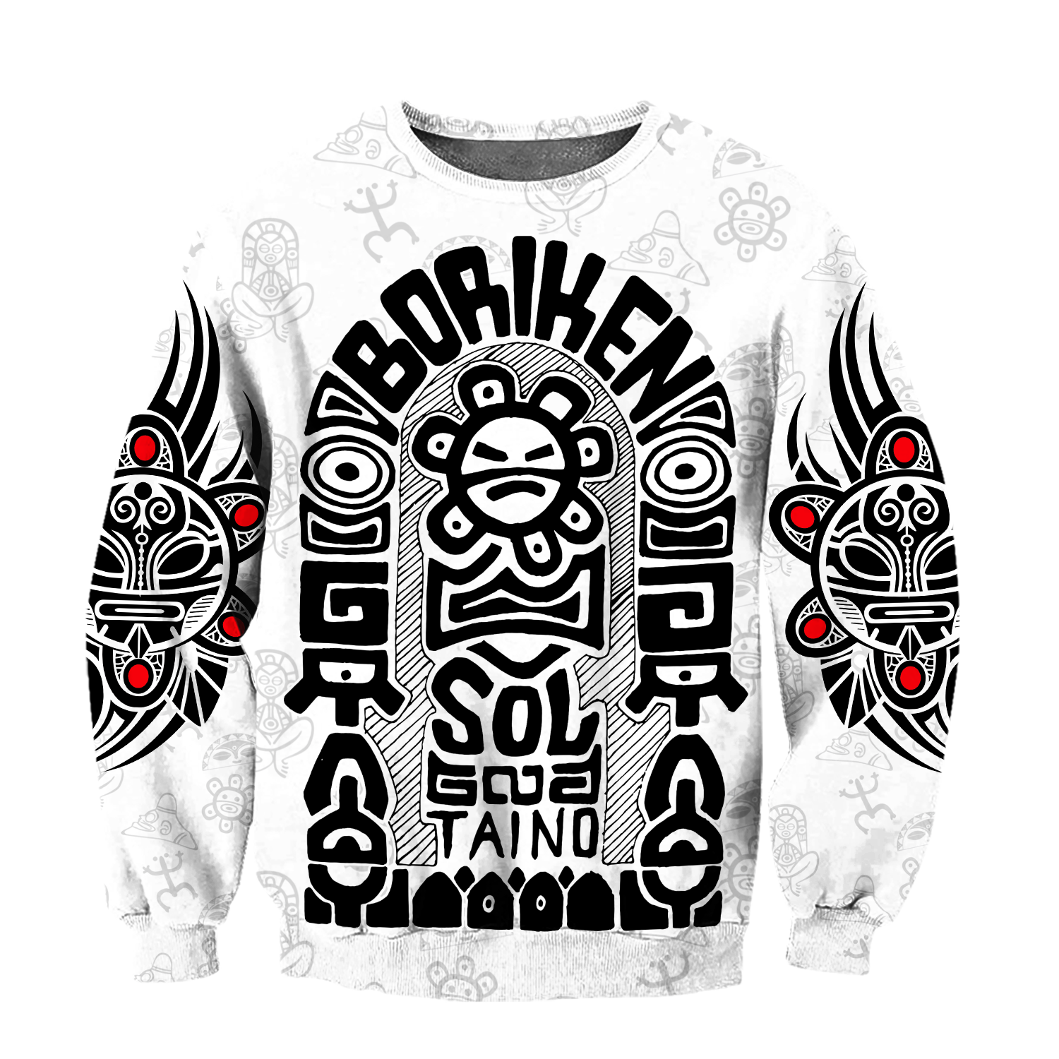 Puerto Rico Black Symbol Sol Taino On White Shirt QB06232004S