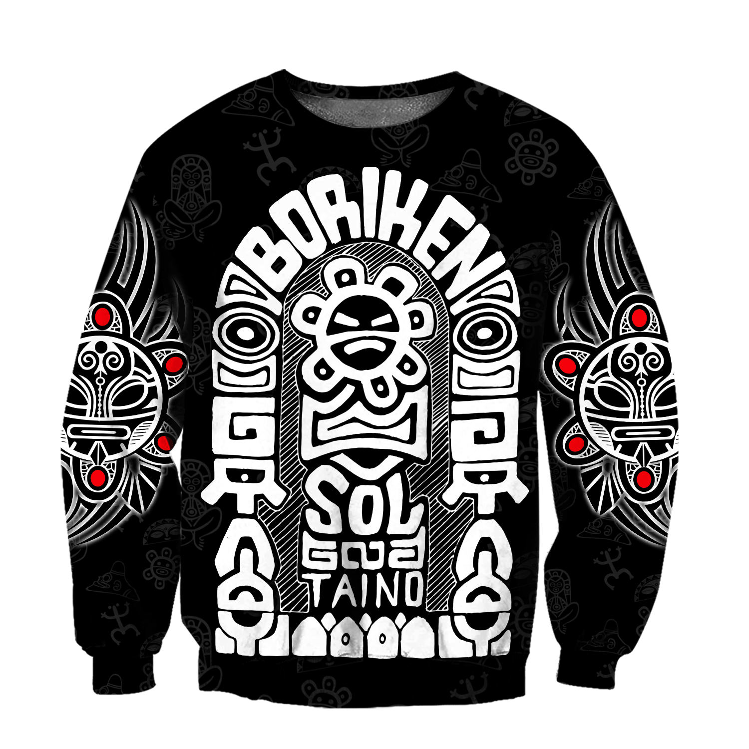 Puerto Rico White Symbol Sol Taino On Black Shirt QB06232002