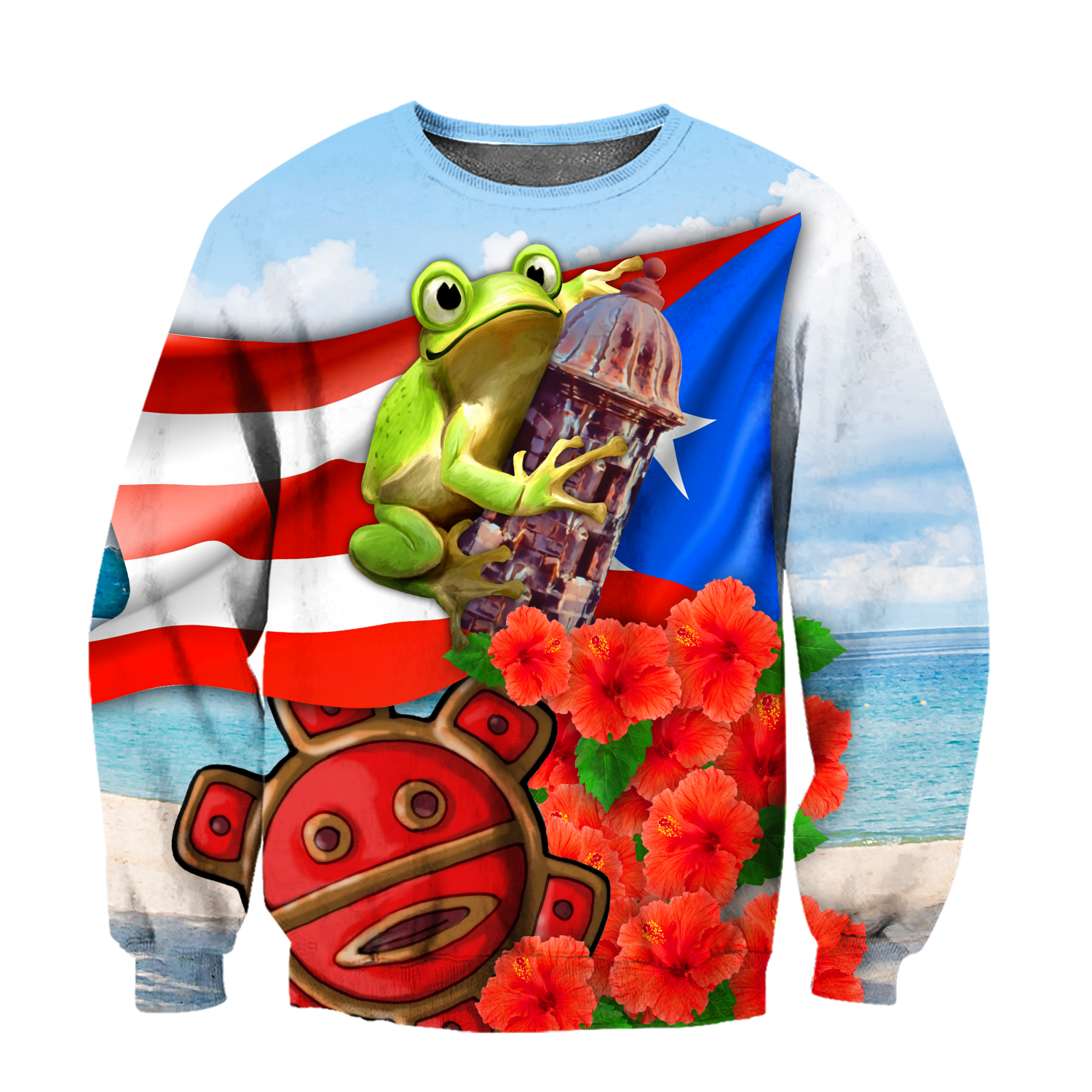 Puerto Rico Cute Caribbean Frog With Maga Flower Shirts QB06222001