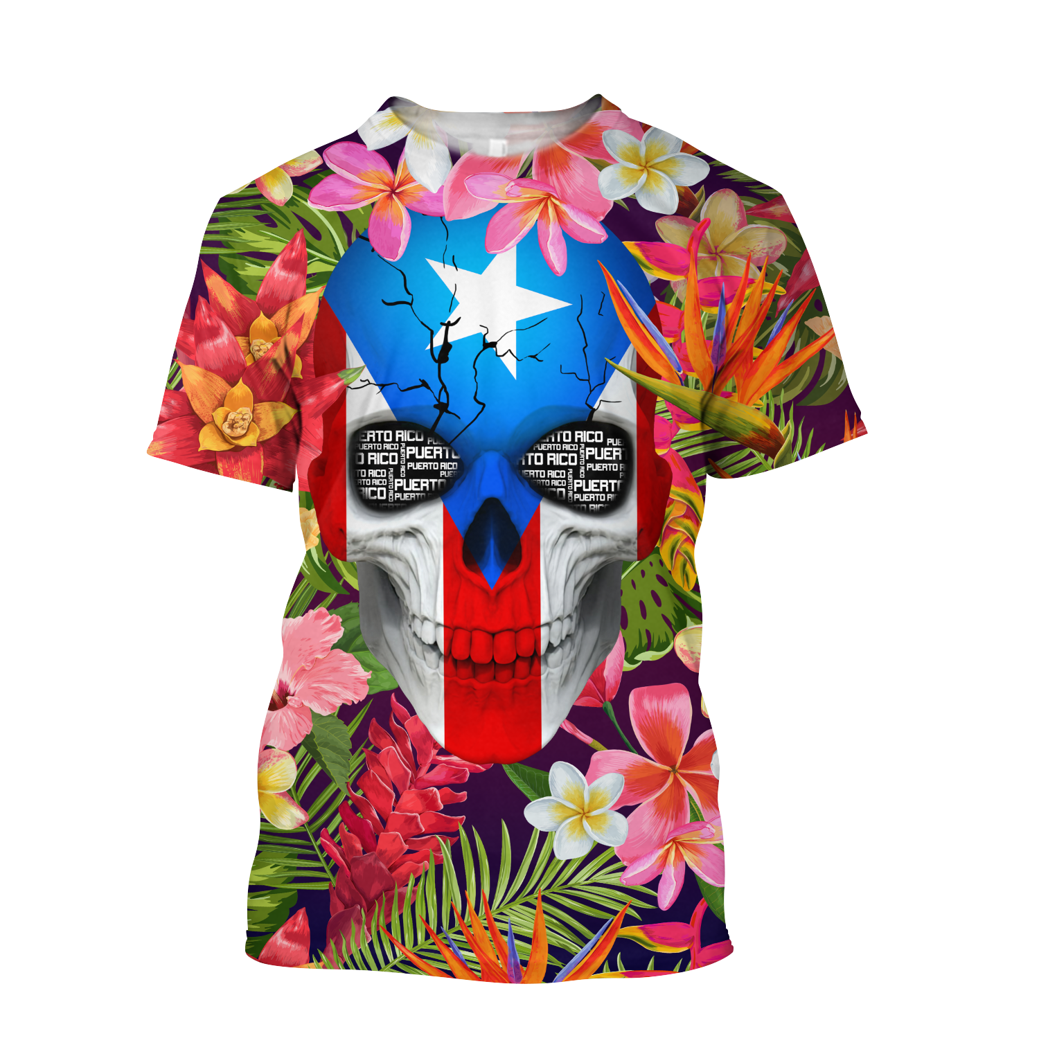 Puerto Rico Floral Skulls Shirt TH20061605S