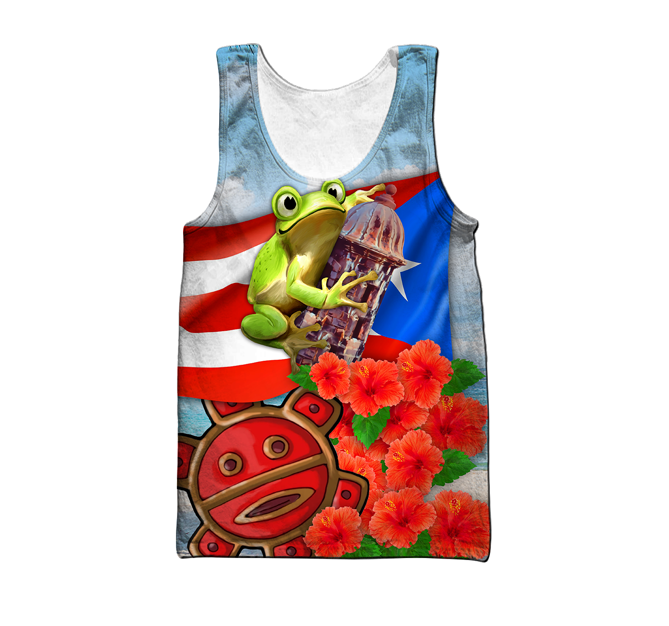 Puerto Rico Cute Caribbean Frog With Maga Flower Shirts QB06222001