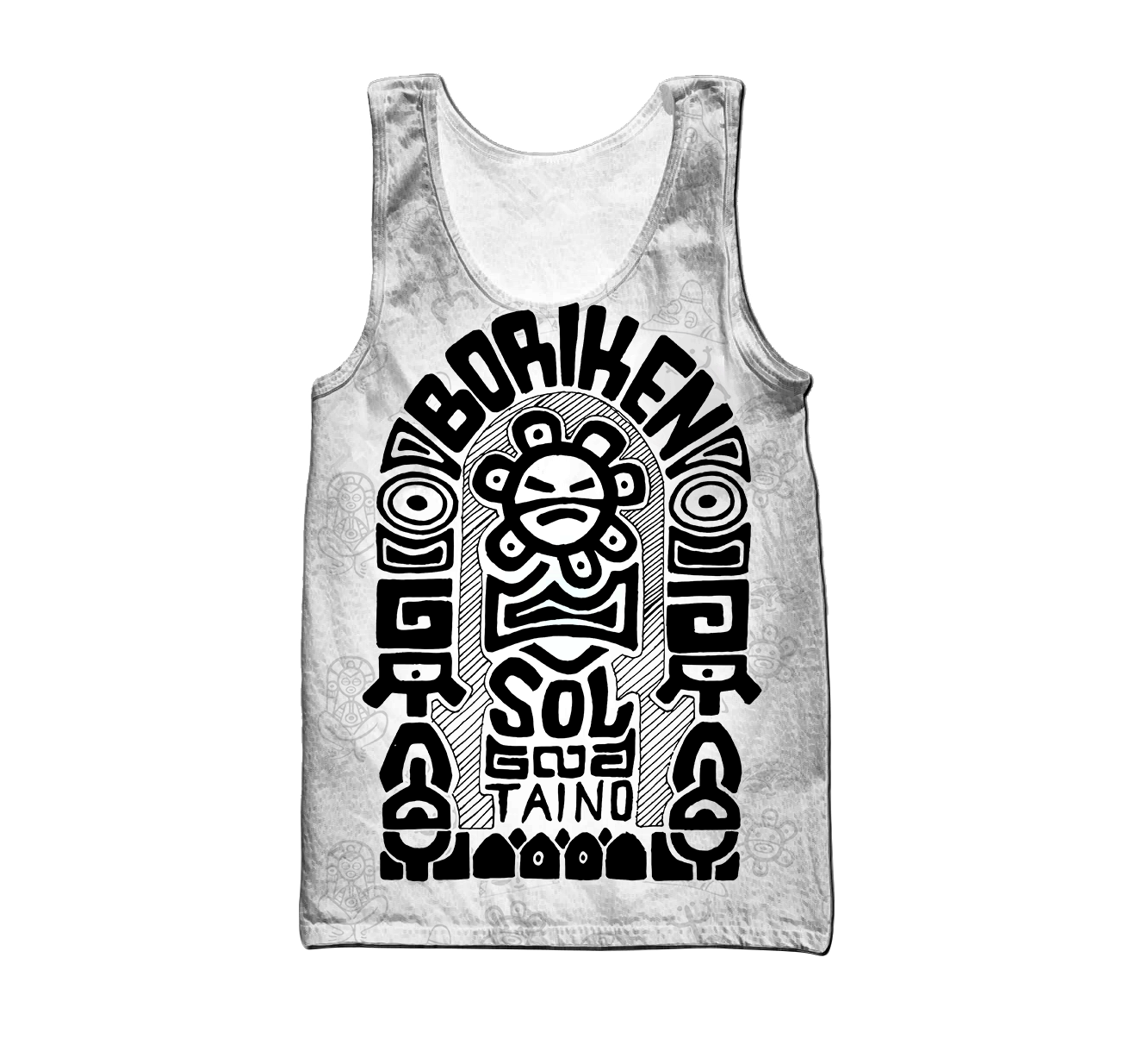 Puerto Rico Black Symbol Sol Taino On White Shirt QB06232004S