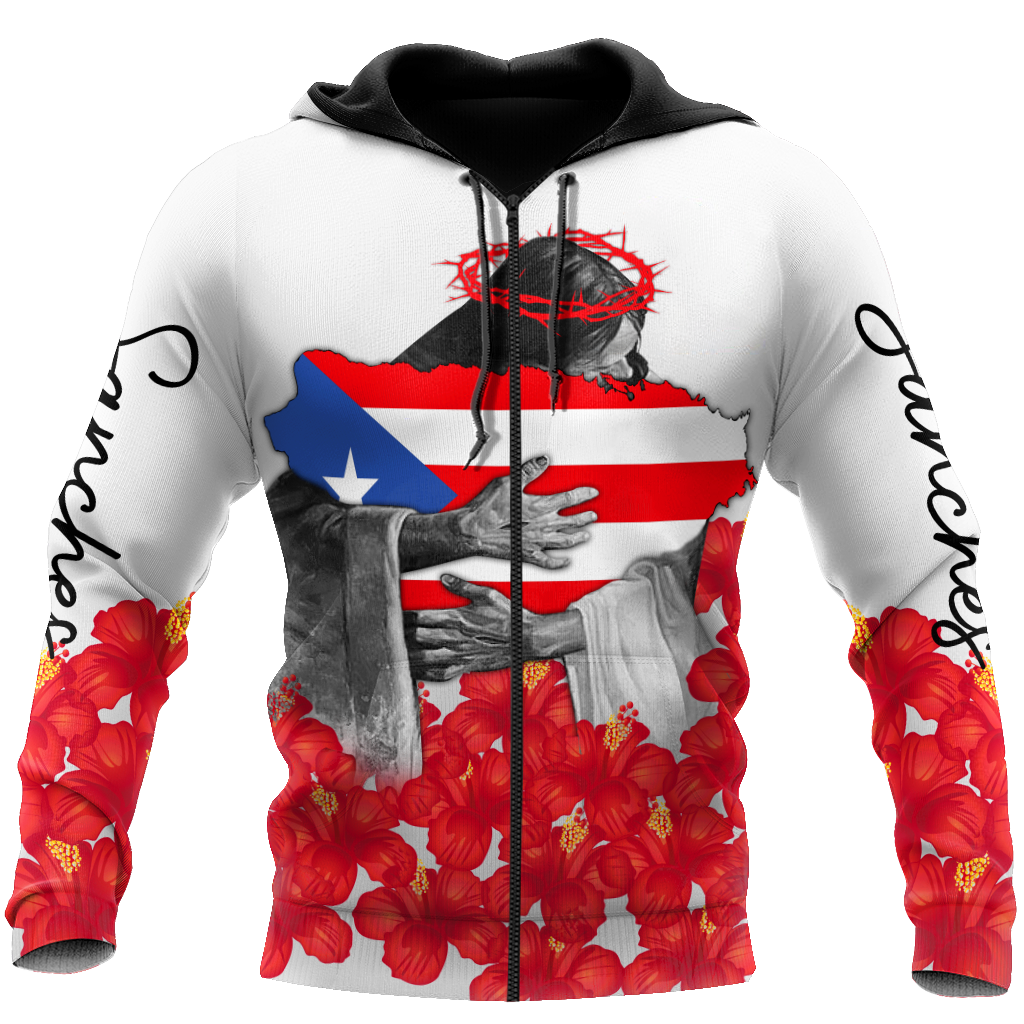 Customize Name God Love Puerto Rico Hoodie For Men And Women TNA08032107