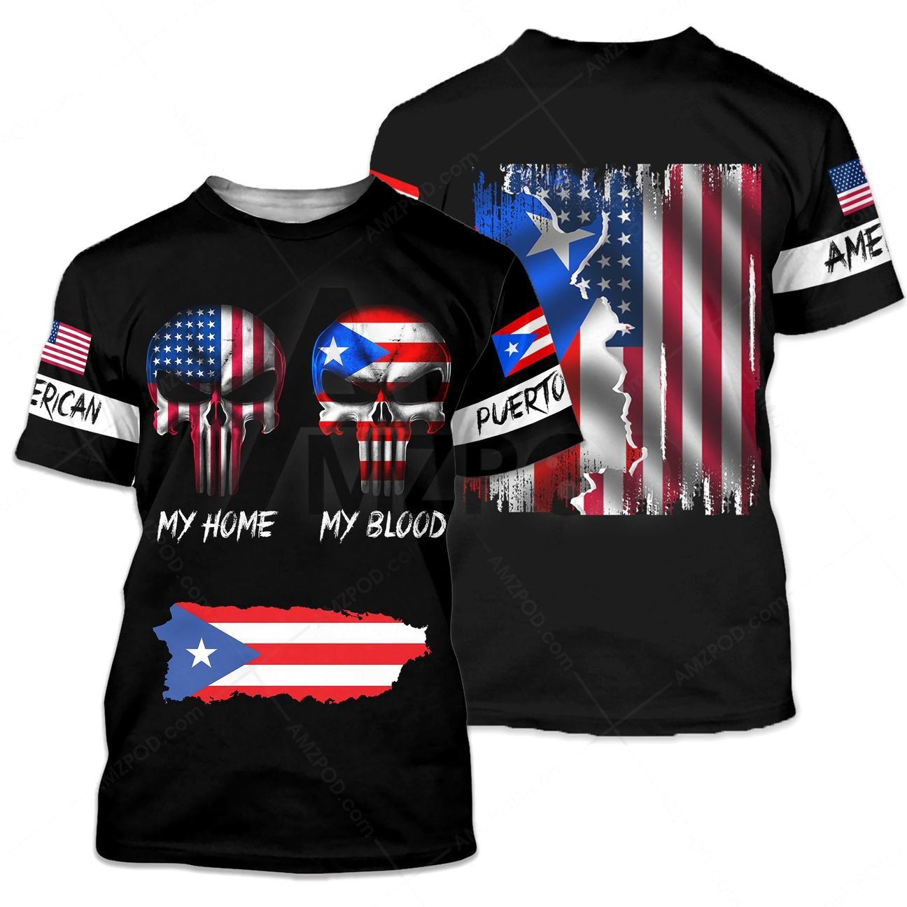 Puerto Rico And America Skull Lover Shirt TQH20061802