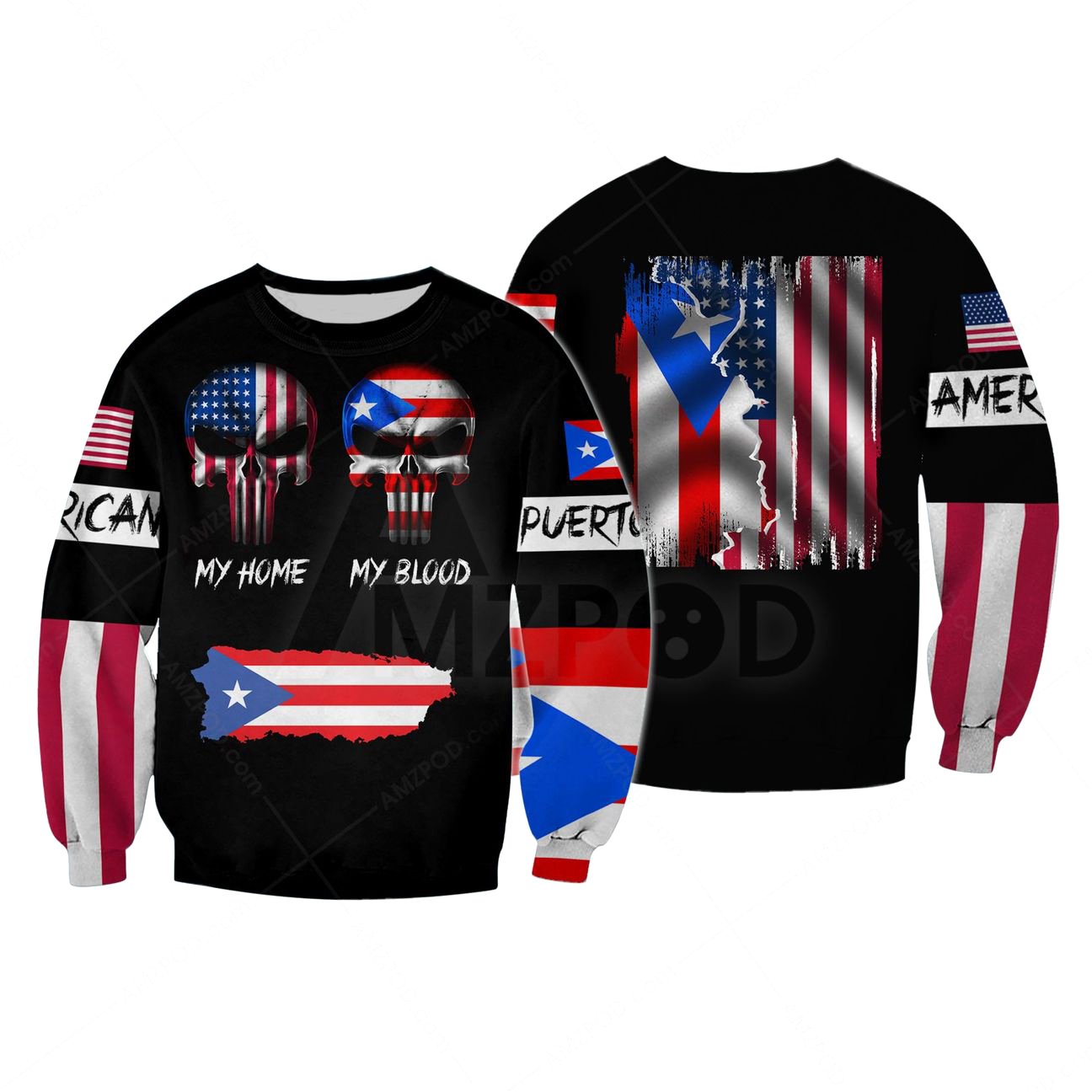 Puerto Rico And America Skull Lover Shirt TQH20061802
