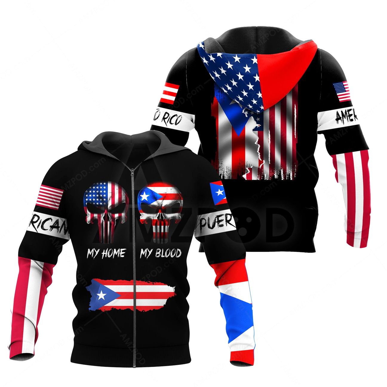 Puerto Rico And America Skull Lover Shirt TQH20061802