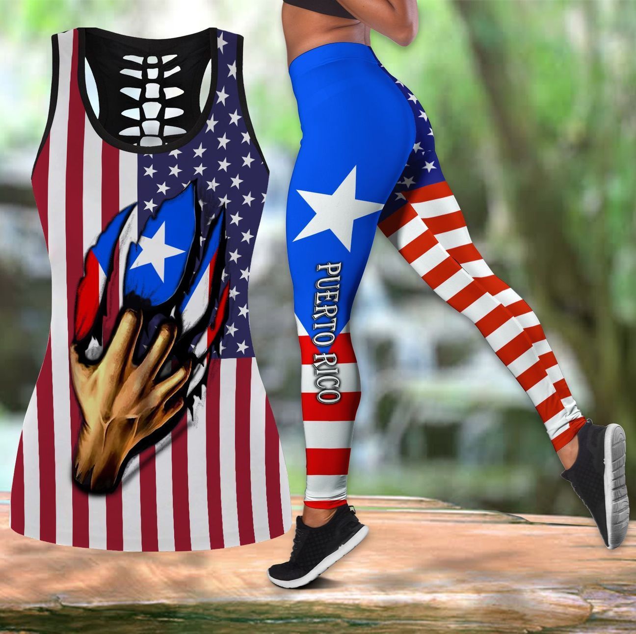 Puerto Rico And America Lover Combo Outfit TH20061701