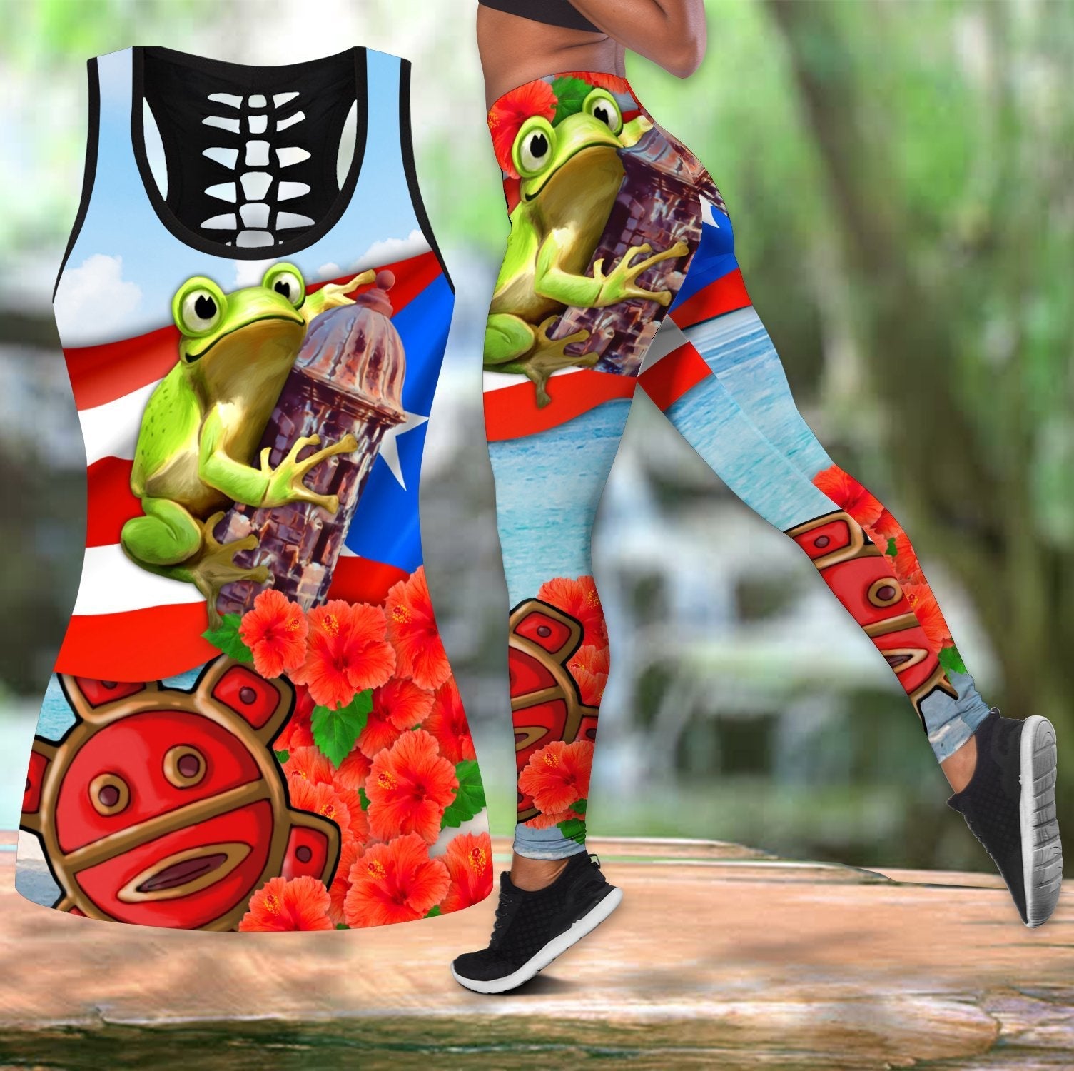 Puerto Rico Cute Caribbean Frog With Maga Flower Combo Outfit QB06222001
