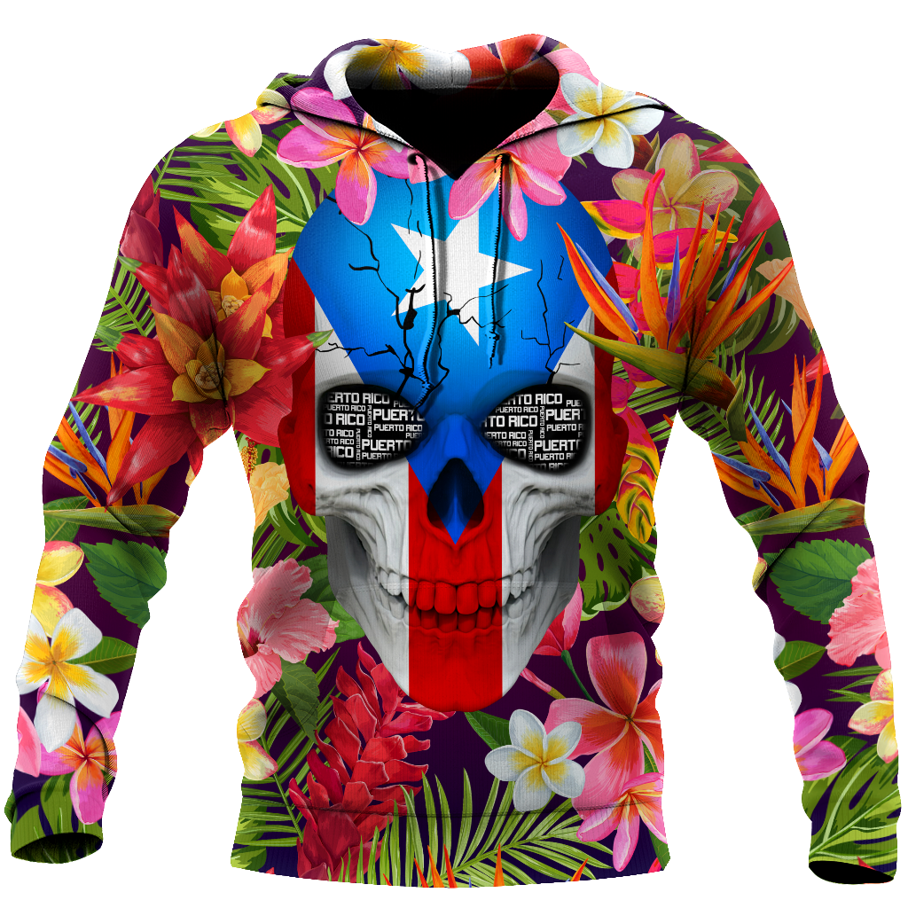 Puerto Rico Floral Skulls Shirt TH20061605S
