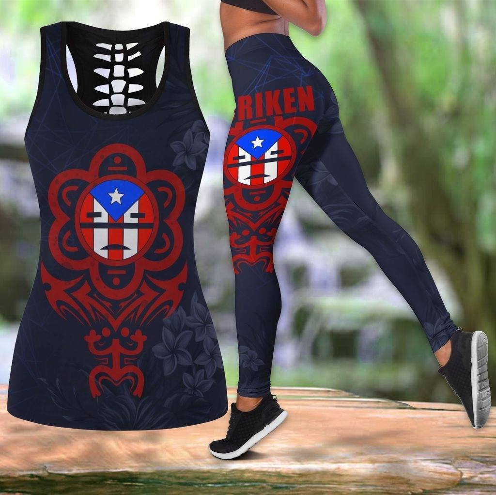 Puerto Rico Hollow Tanktop & Legging Outfit For Women TH20061201A