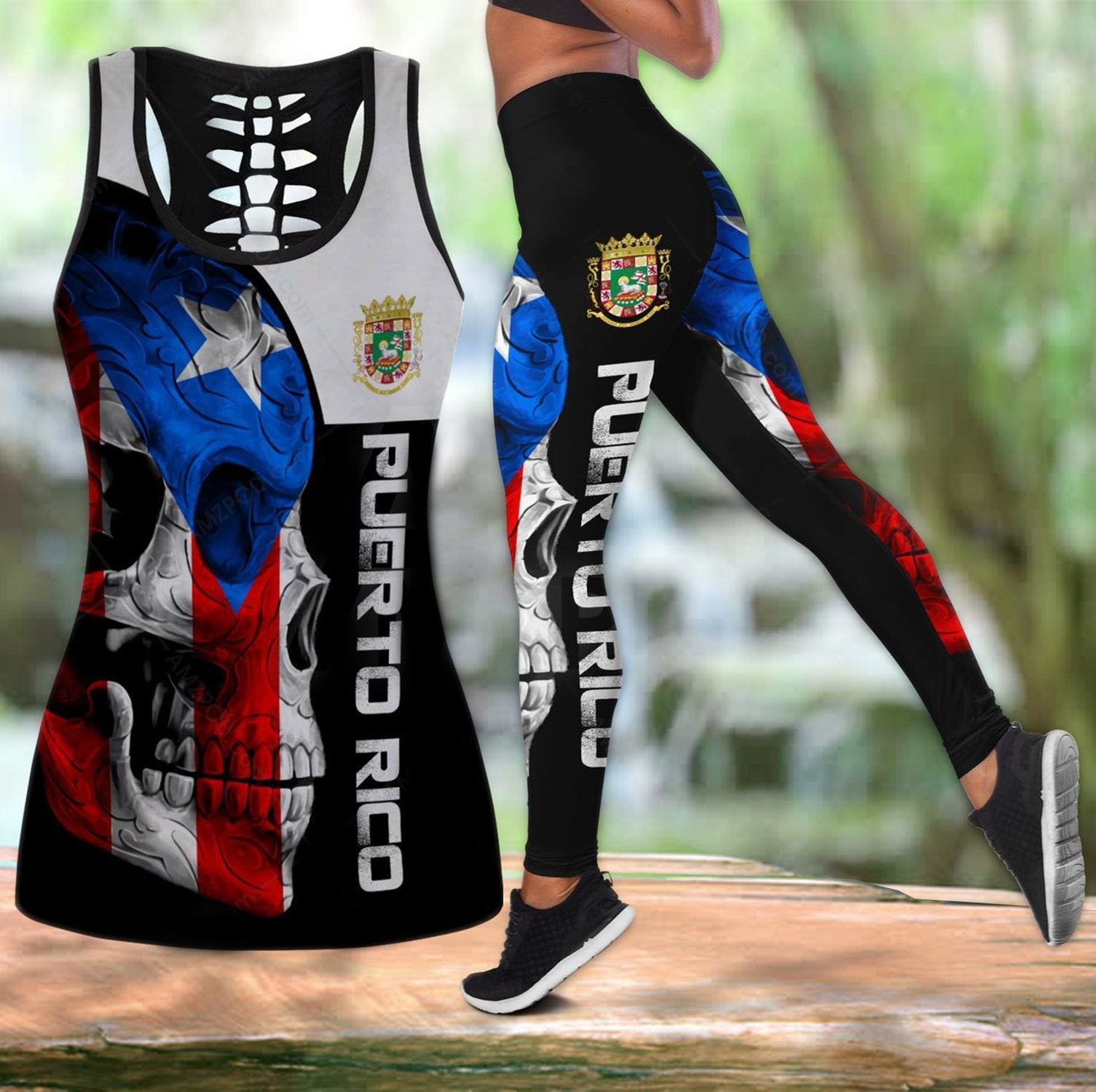 Puerto Rico Coat Of Arms With Skull Combo Outfit TH20061606