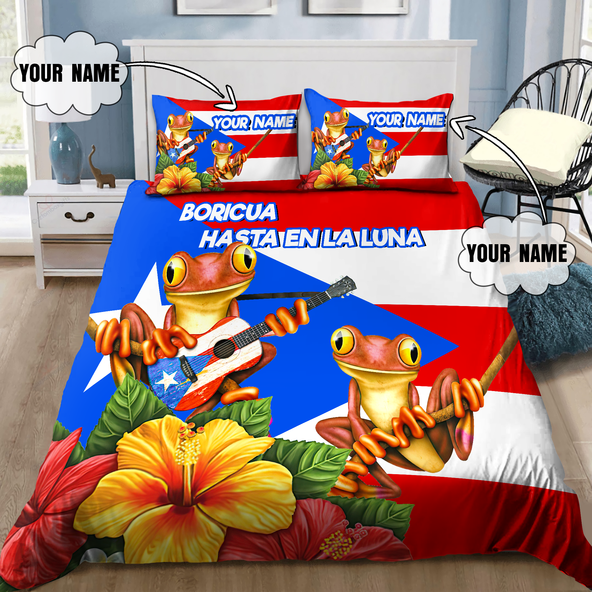 Customize Name Maga Coqui Puerto Rico Bedding Set MH01042101