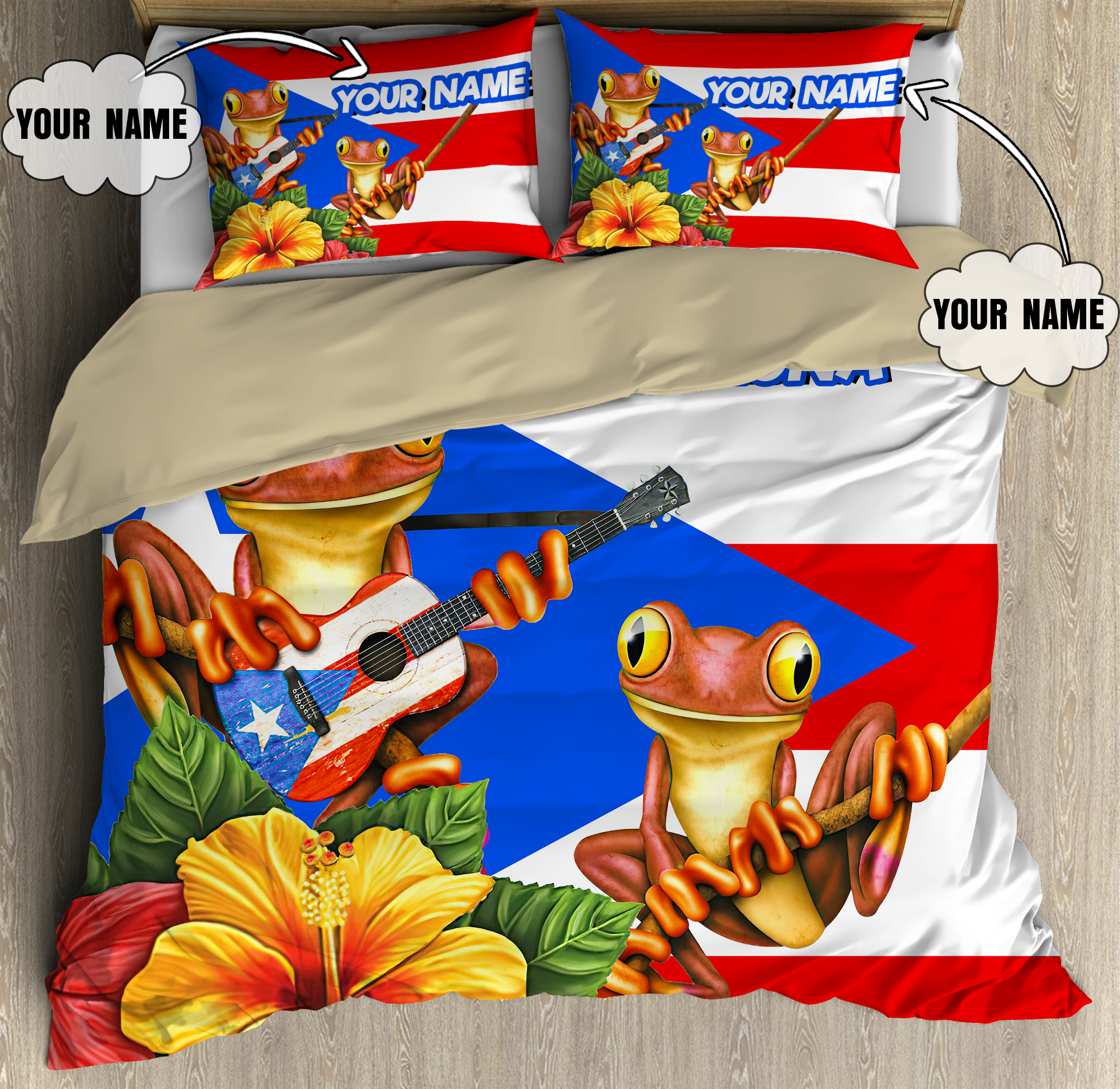 Customize Name Maga Coqui Puerto Rico Bedding Set MH01042101