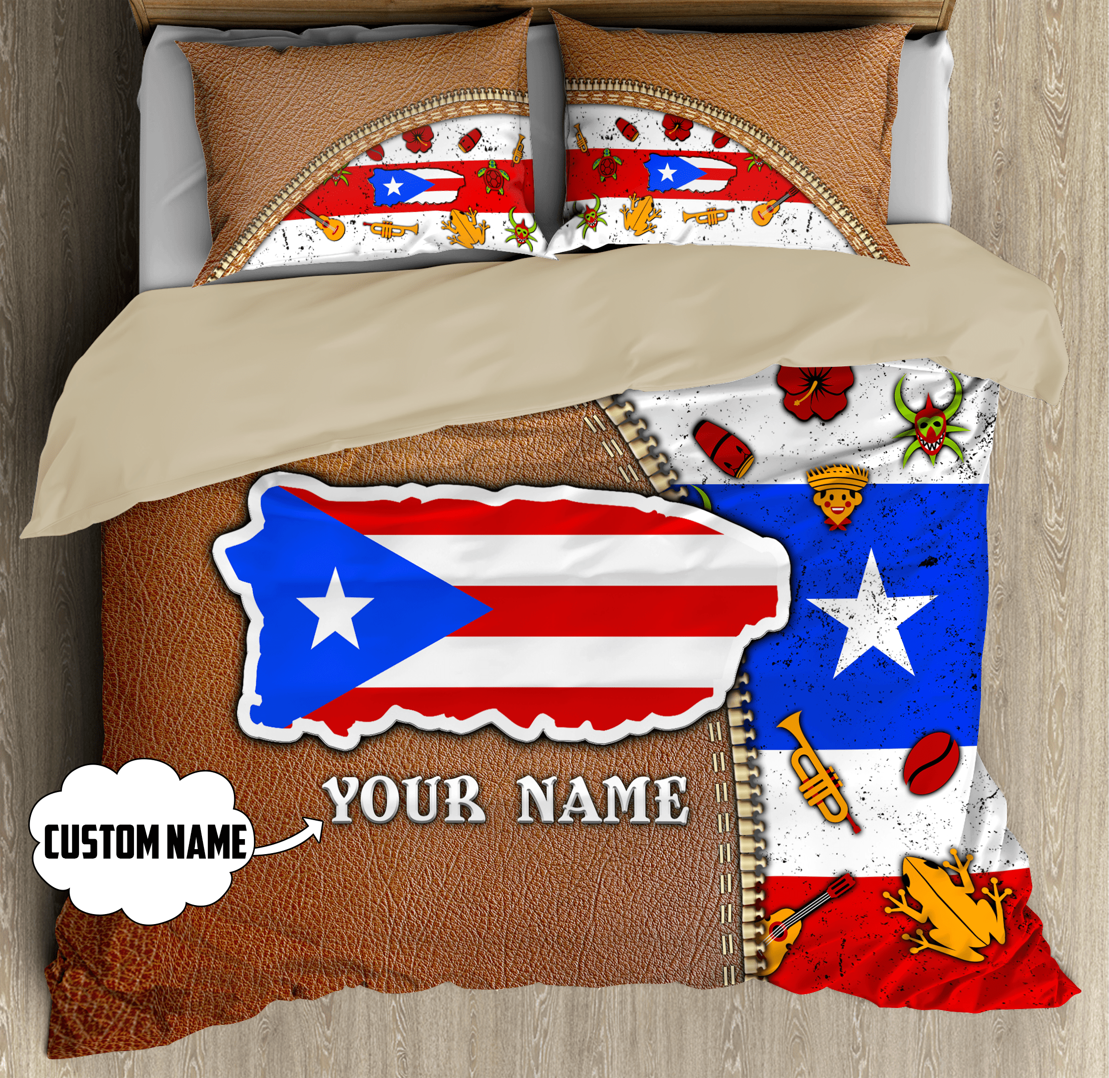 Customize Name Loving Puerto Rico Bedding Set