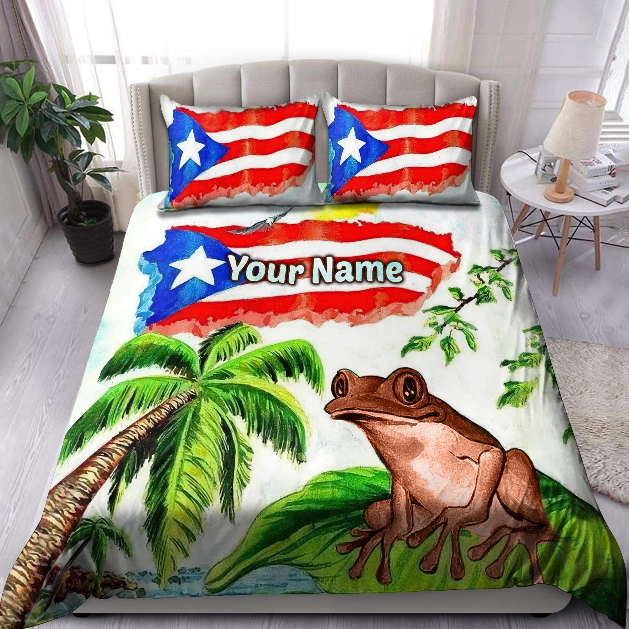 Customize Name Loving Coqui And Puerto Rico Bedding Set HHT29042104