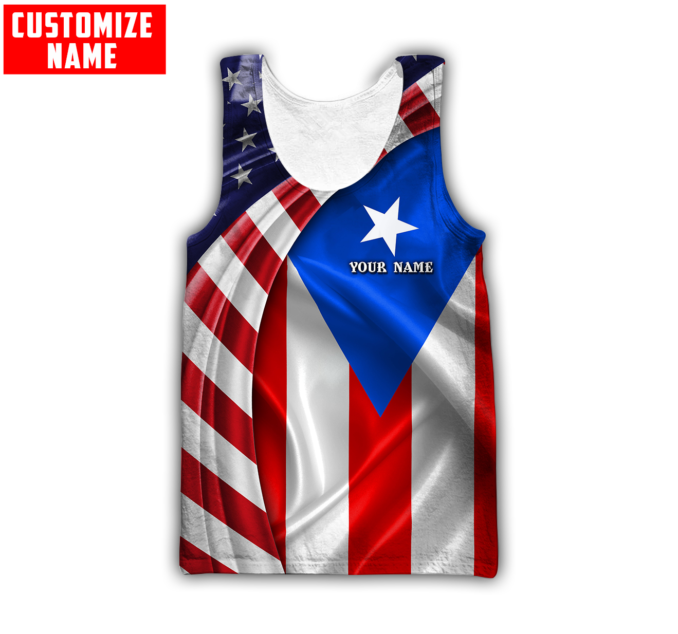 Customize Name Puerto Rico 3D All Over Printed Unisex Shirts