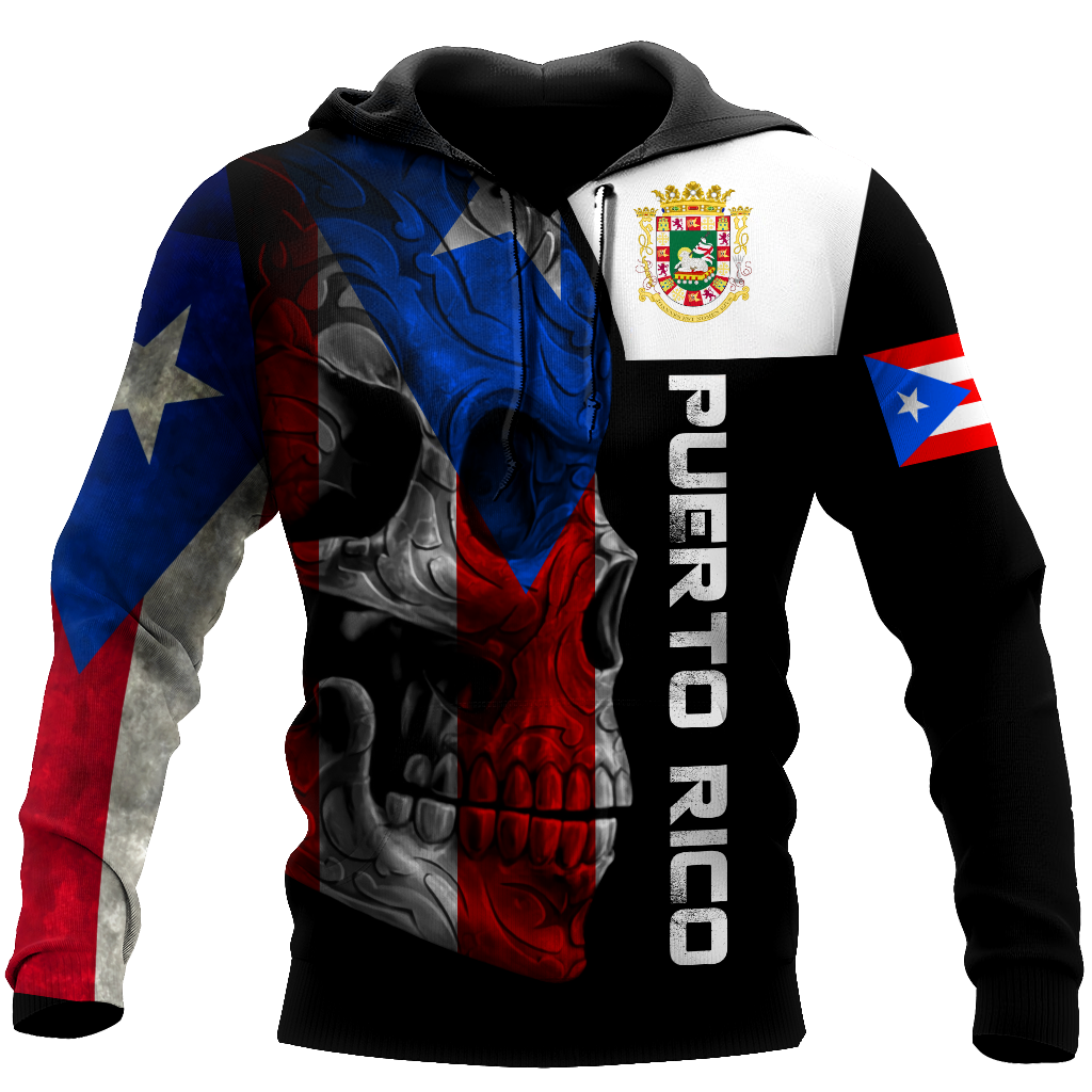 Puerto Rico Skulls With Coat Of Arms Lover Shirt TH20061606S