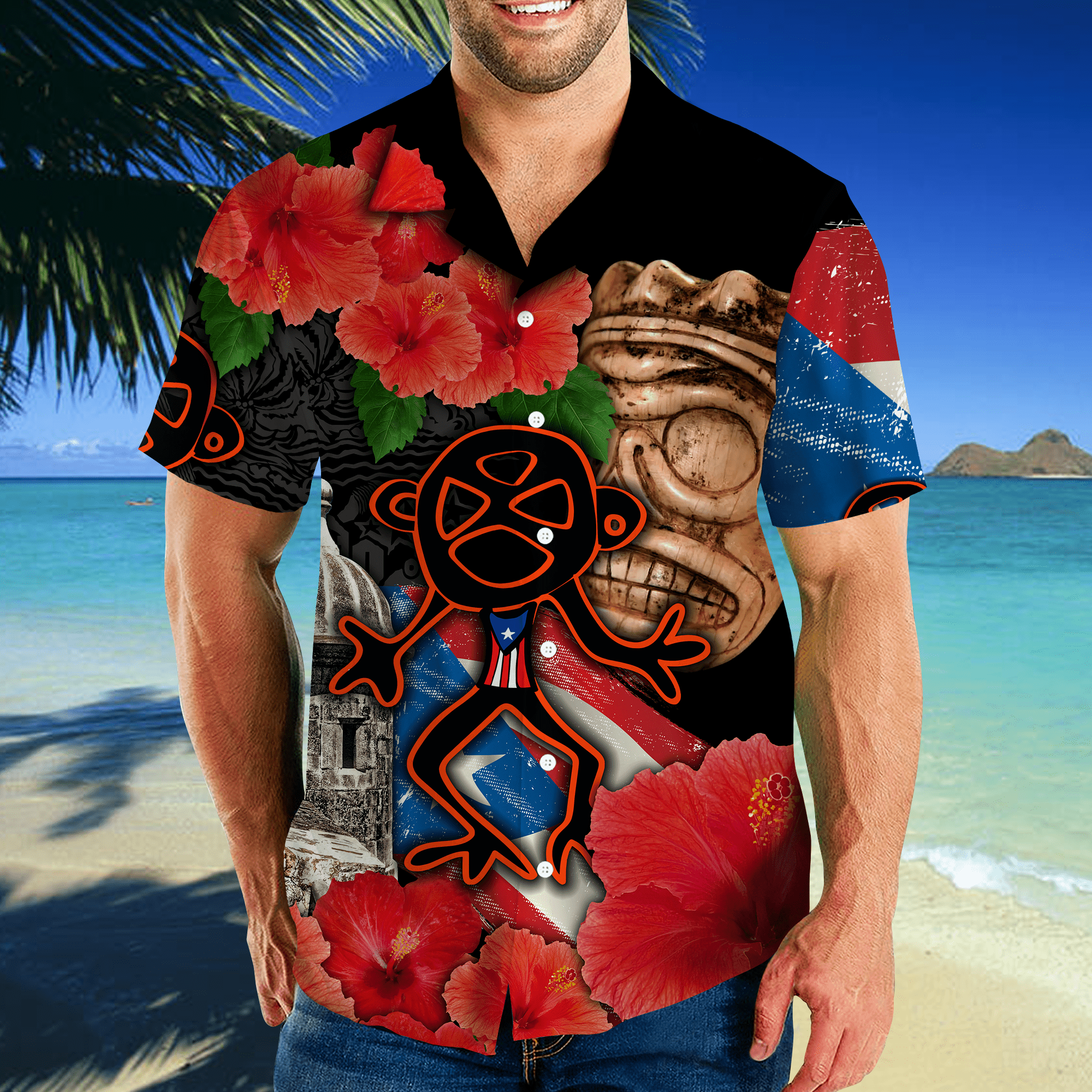 Puerto Rico Sol Taino With Maga Flower Hawaii Shirts JJ19062002