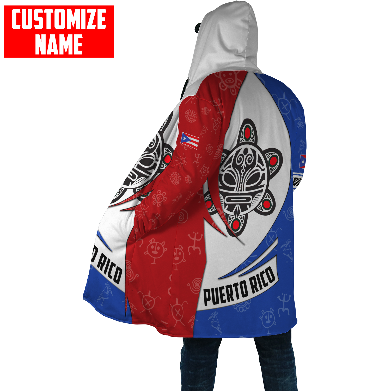 Customize Name Taino Tattoo Puerto Rico Cloak For Men And Women