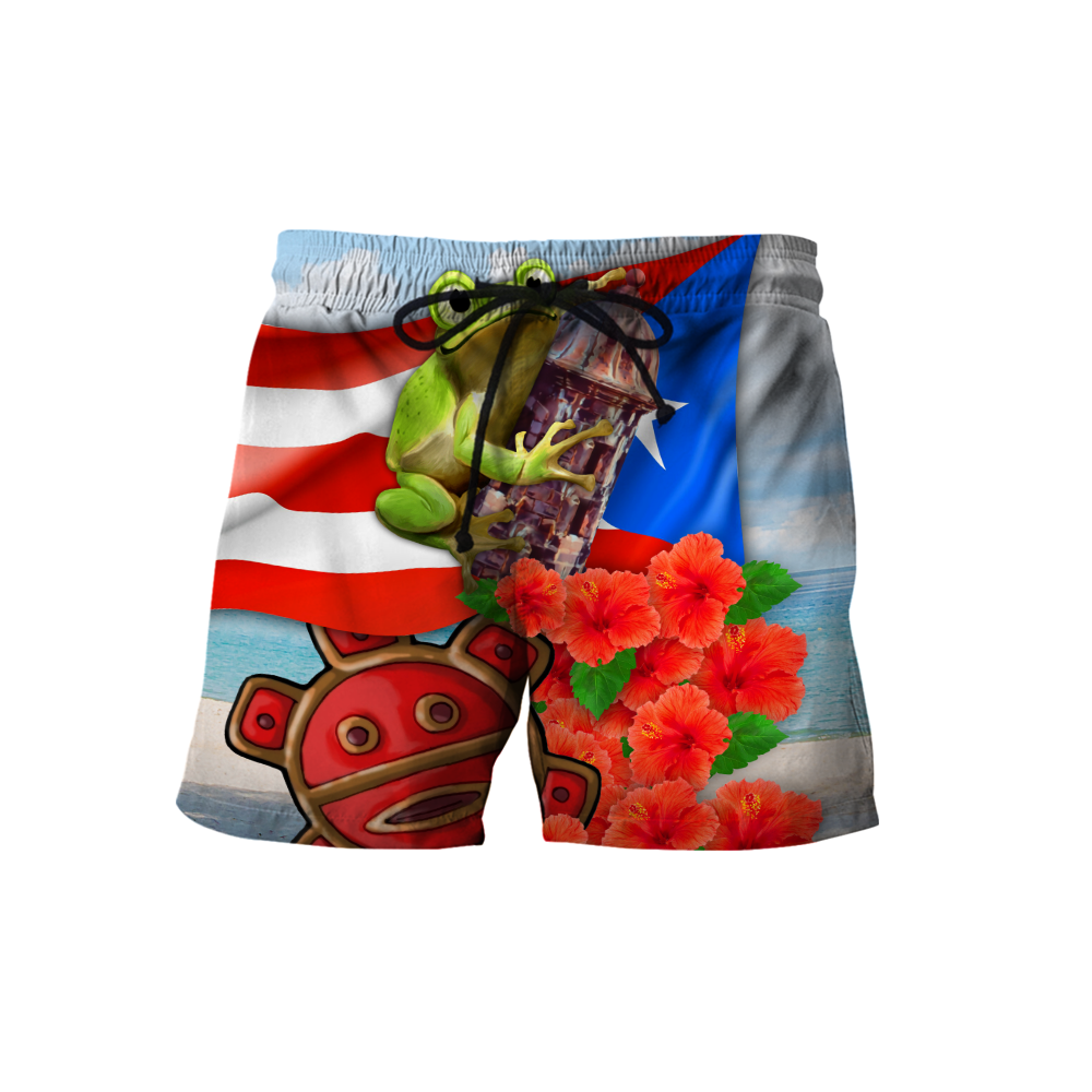 Puerto Rico Cute Caribbean Frog With Maga Flower Shirts QB06222001
