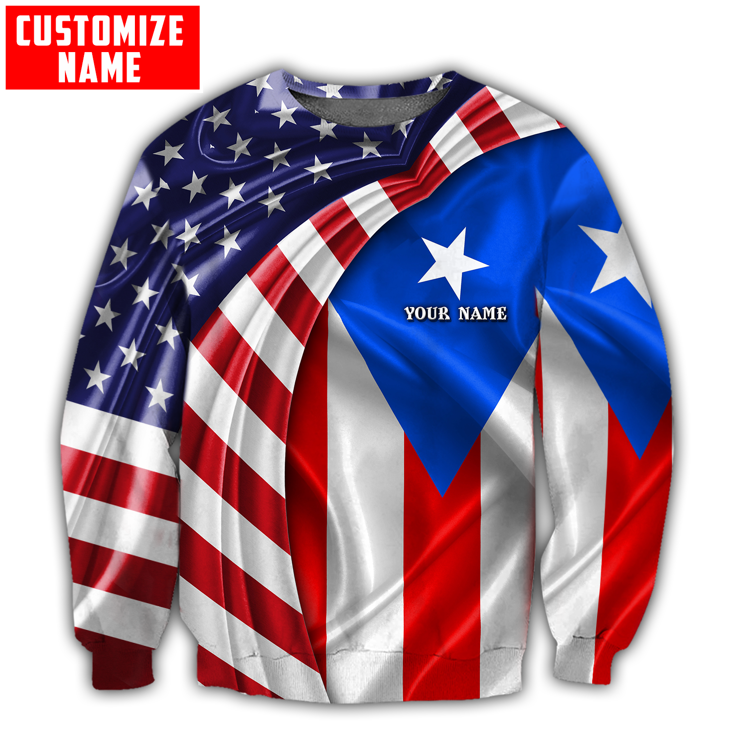 Customize Name Puerto Rico 3D All Over Printed Unisex Shirts