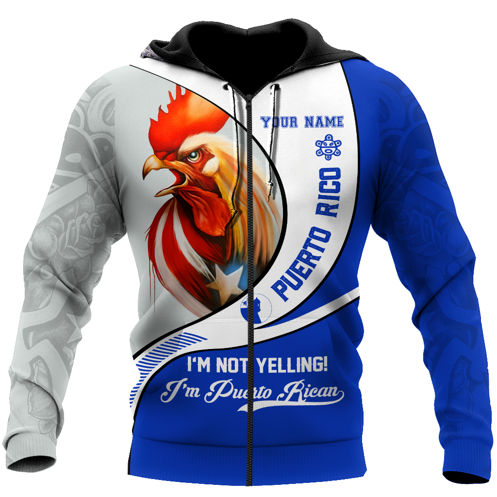 Custom Name Rooster Puerto Rico Hoodie For Men And Women MH12032102